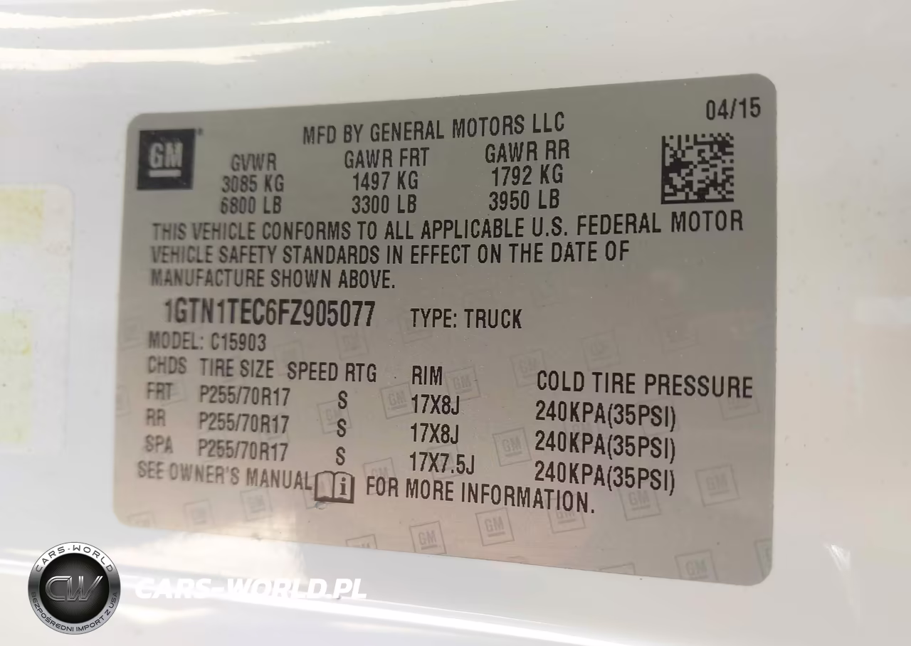 2015 GMC Sierra 1500 VIN:1GTN1TEC6FZ905077 - 9