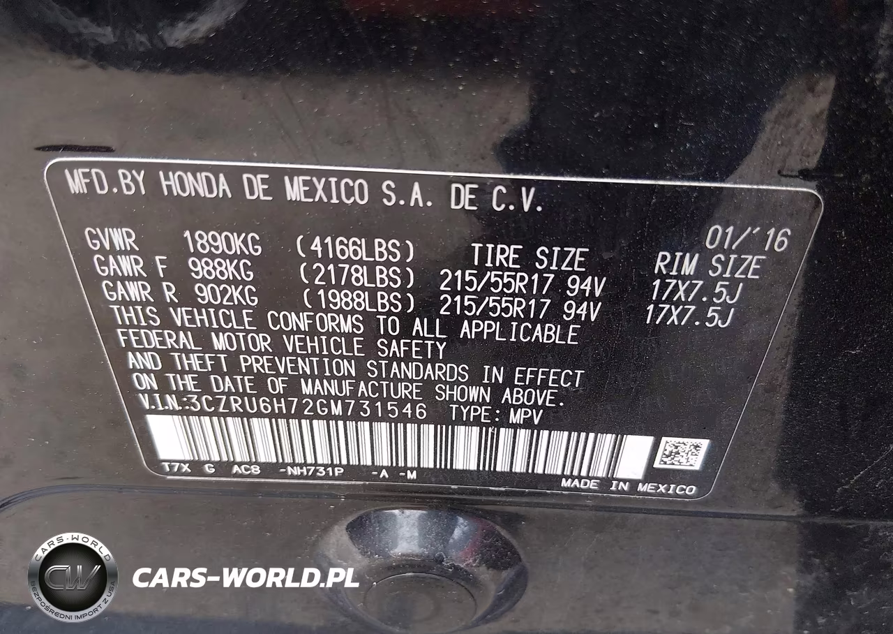 2016 Honda Hr-V Ex-L VIN:3CZRU6H72GM731546 - 9