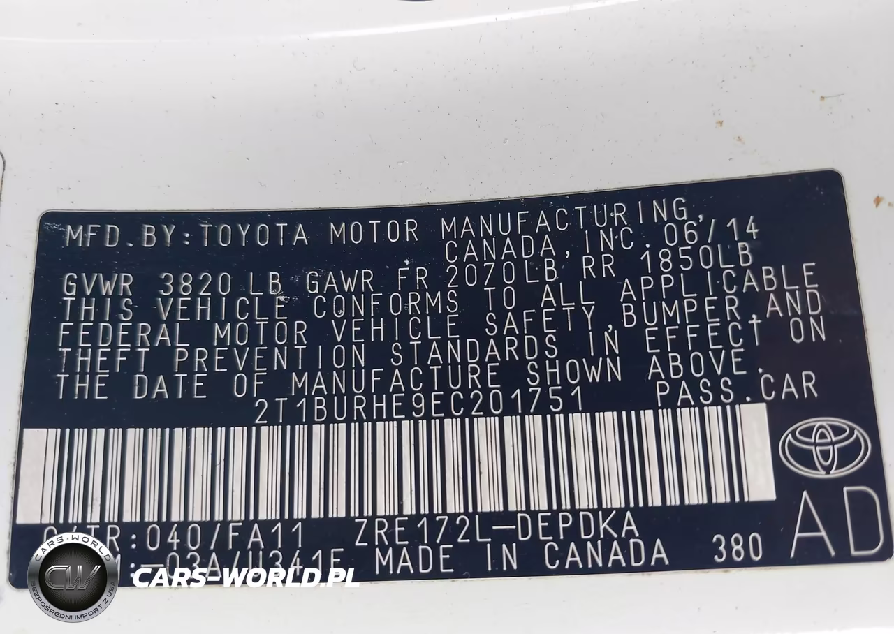 2014 Toyota Corolla L VIN:2T1BURHE9EC201751 - 9