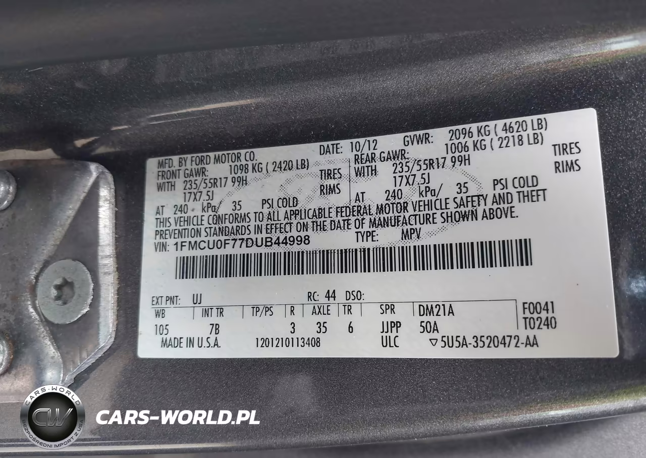 2013 Ford Escape S VIN:1FMCU0F77DUB44998 - 9