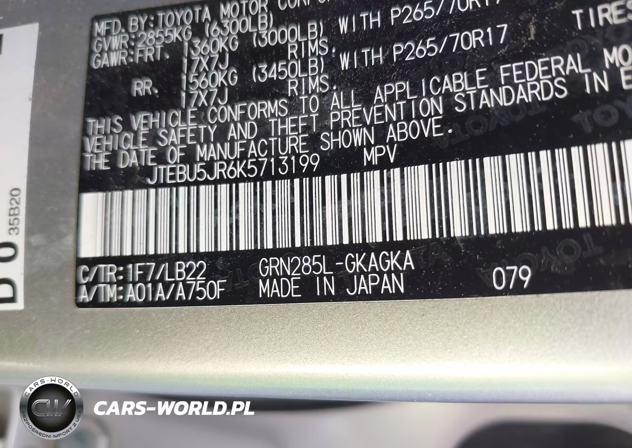 2019 Toyota 4Runner Sr5 Premium VIN:JTEBU5JR6K5713199 - 9
