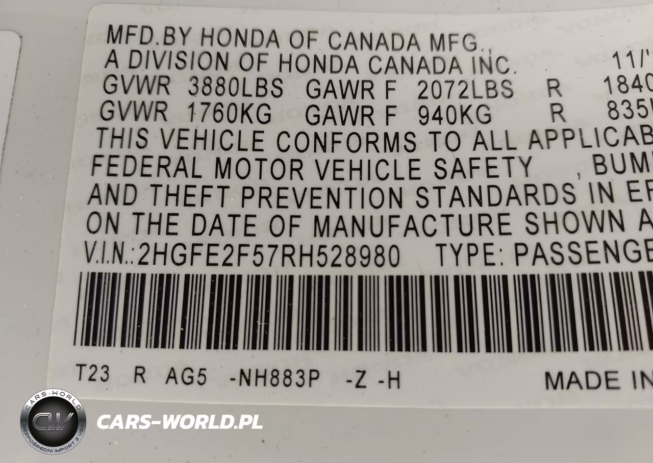 2024 Honda Civic Sport VIN:2HGFE2F57RH528980 - 9