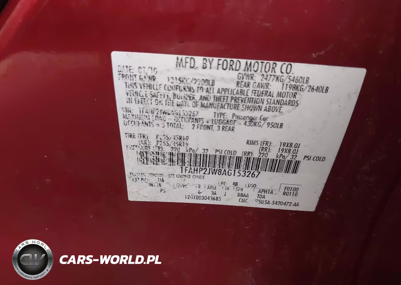 2010 Ford Taurus Limited VIN:1FAHP2JW8AG153267 - 9
