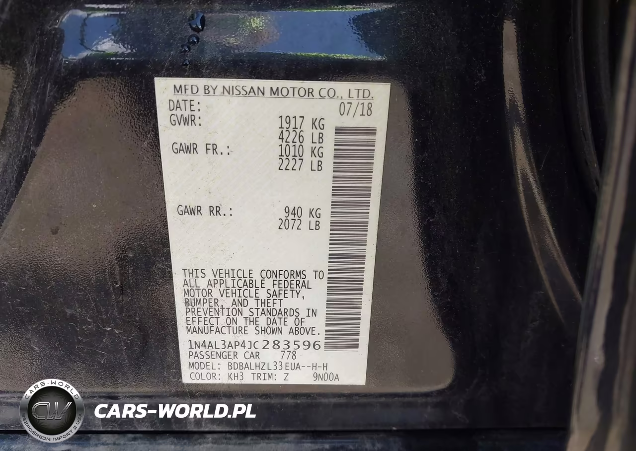 2018 Nissan Altima 2.5 Sr VIN:1N4AL3AP4JC283596 - 9
