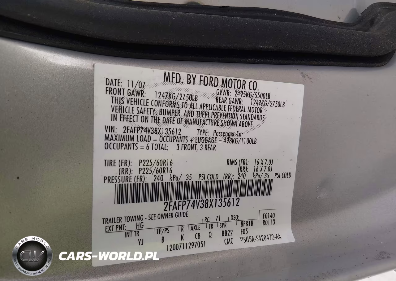 2008 Ford Crown Victoria Lx VIN:2FAFP74V38X135612 - 9