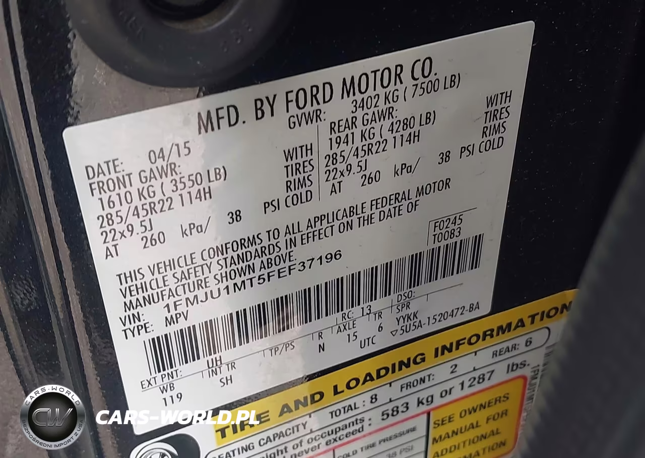 2015 Ford Expedition Platinum VIN:1FMJU1MT5FEF37196 - 9