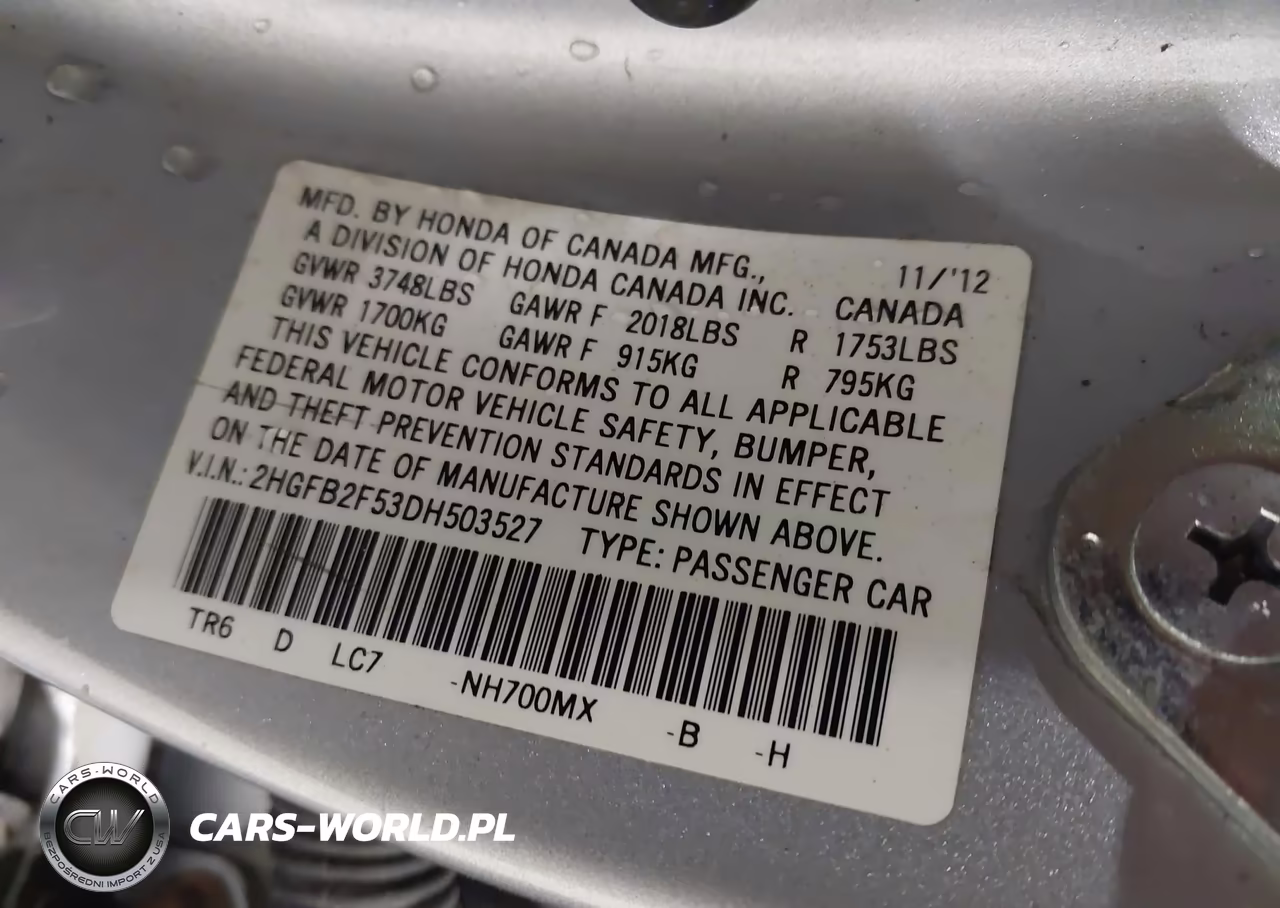 2013 Honda Civic Lx VIN:2HGFB2F53DH503527 - 9