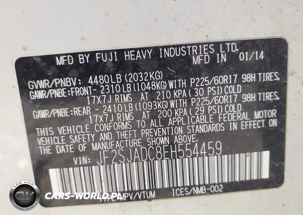 2014 Subaru Forester 2.5I Premium VIN:JF2SJADC8EH554459 - 9