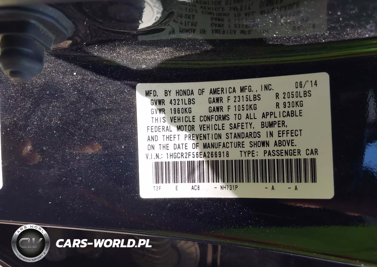 2014 Honda Accord Sport VIN:1HGCR2F56EA266918 - 9