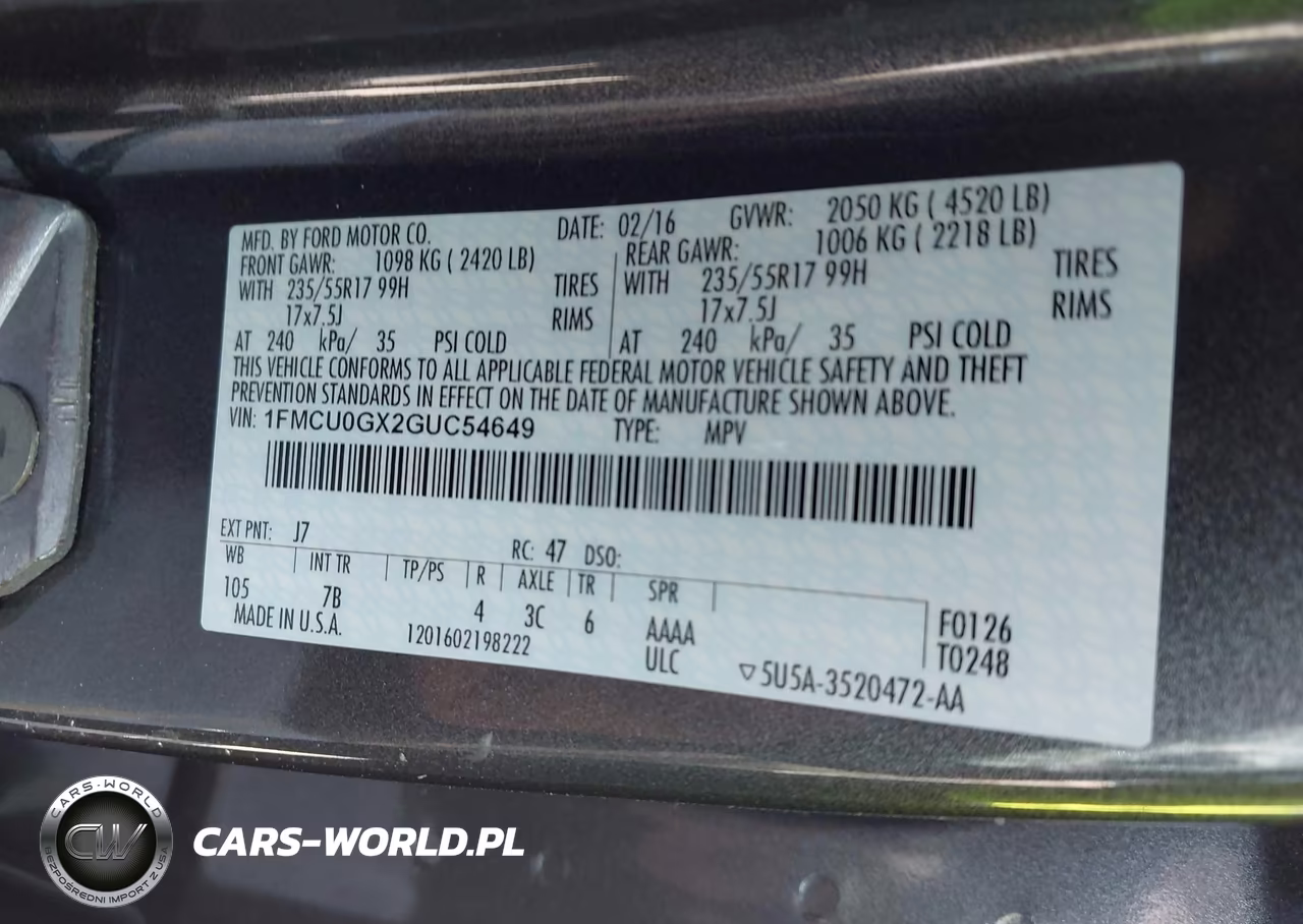2016 Ford Escape Se VIN:1FMCU0GX2GUC54649 - 9