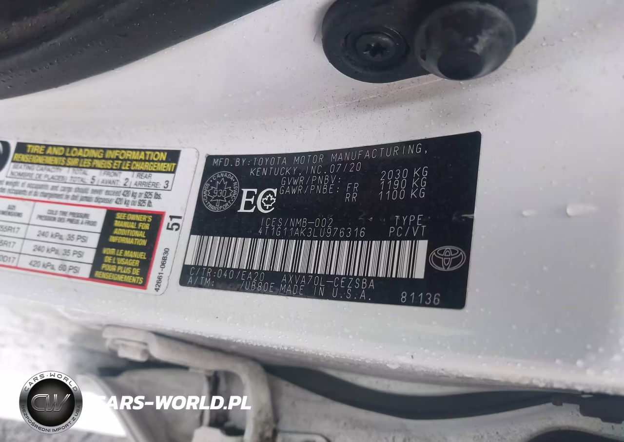 2020 Toyota Camry Se VIN:4T1G11AK3LU976316 - 9