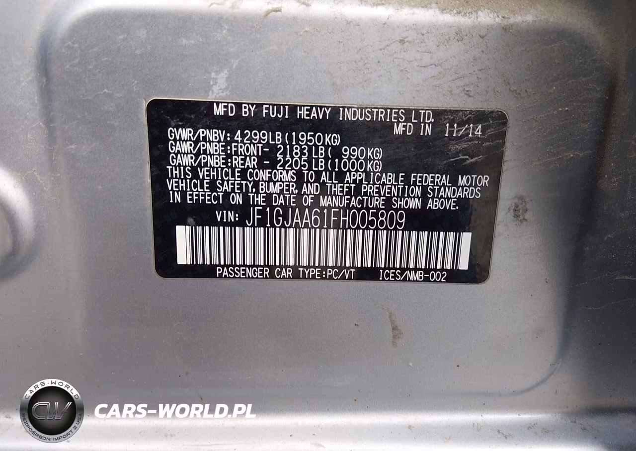2015 Subaru Impreza 2.0I VIN:JF1GJAA61FH005809 - 9