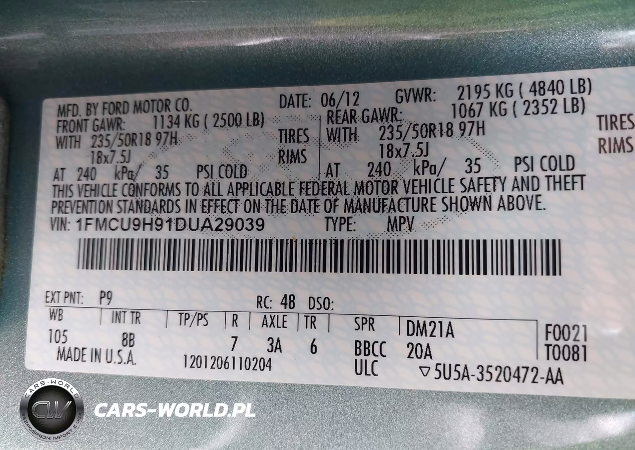 2013 Ford Escape Sel VIN:1FMCU9H91DUA29039 - 9
