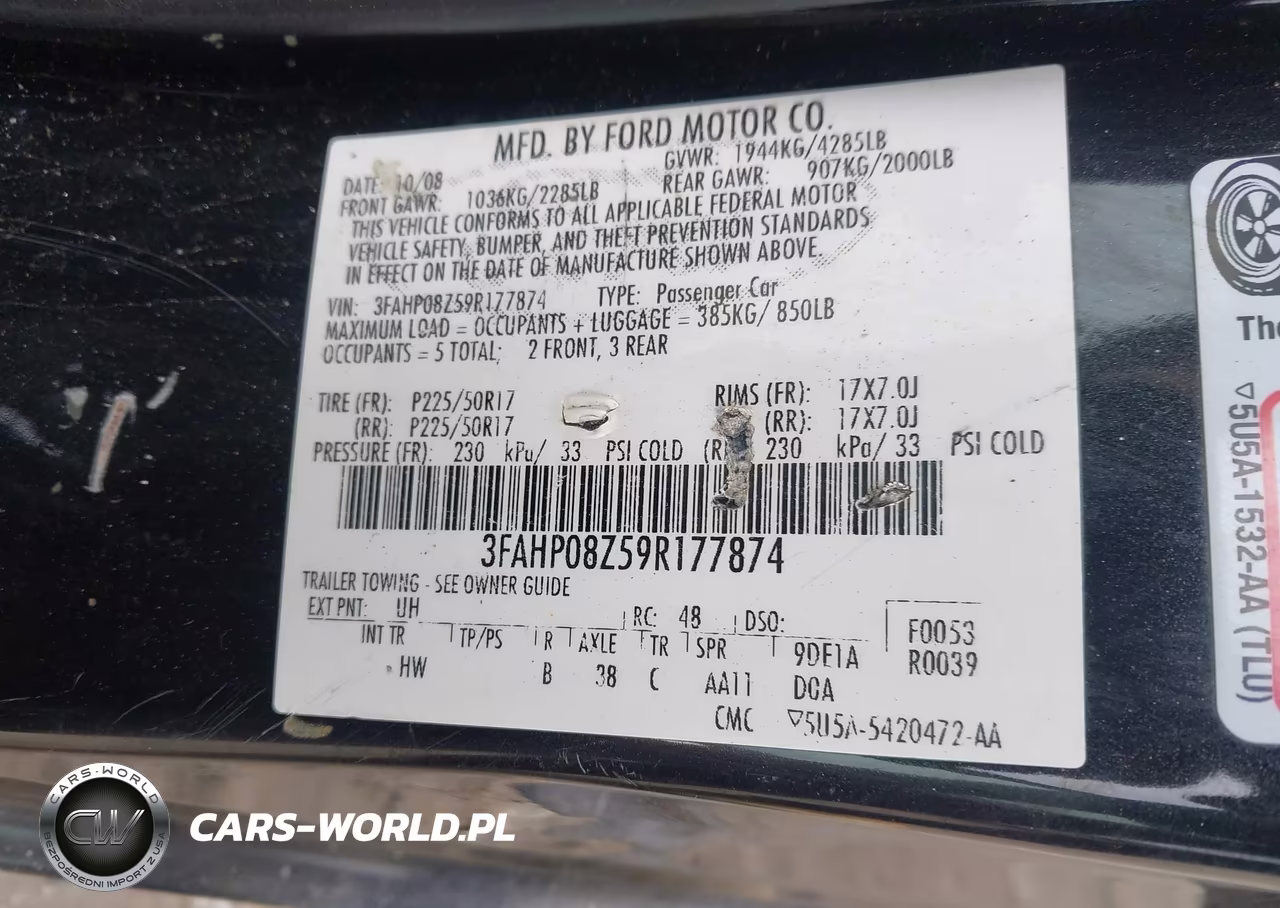 2009 Ford Fusion Sel VIN:3FAHP08Z59R177874 - 9
