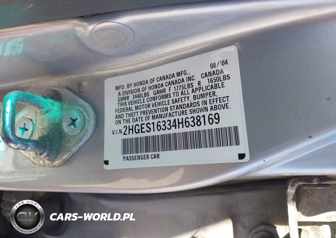 2004 Honda Civic Vp VIN:2HGES16334H638169 - 9