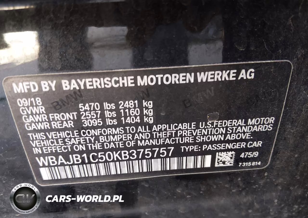 2019 BMW 530E xDrive Iperformance VIN:WBAJB1C50KB375757 - 9