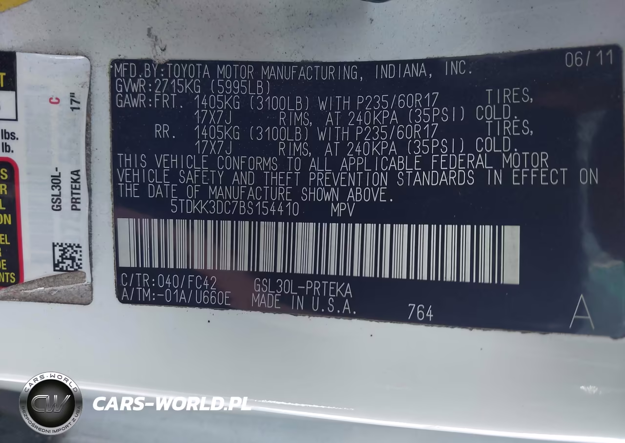 2011 Toyota Sienna Le V6 VIN:5TDKK3DC7BS154410 - 9