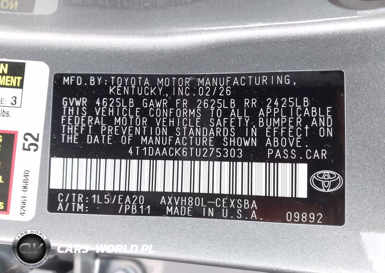 2026 Toyota Camry Se VIN:4T1DAACK6TU275303 - 9