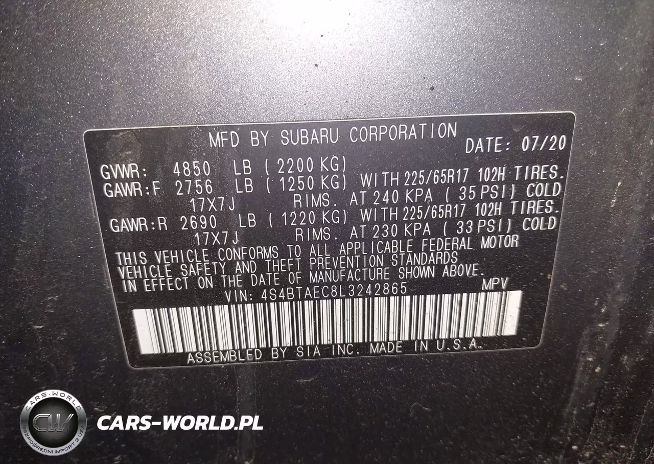 2020 Subaru Outback Premium VIN:4S4BTAEC8L3242865 - 9