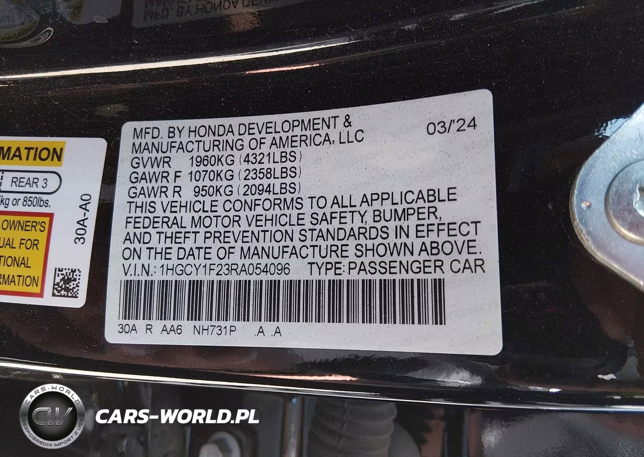 2024 Honda Accord Lx VIN:1HGCY1F23RA054096 - 9