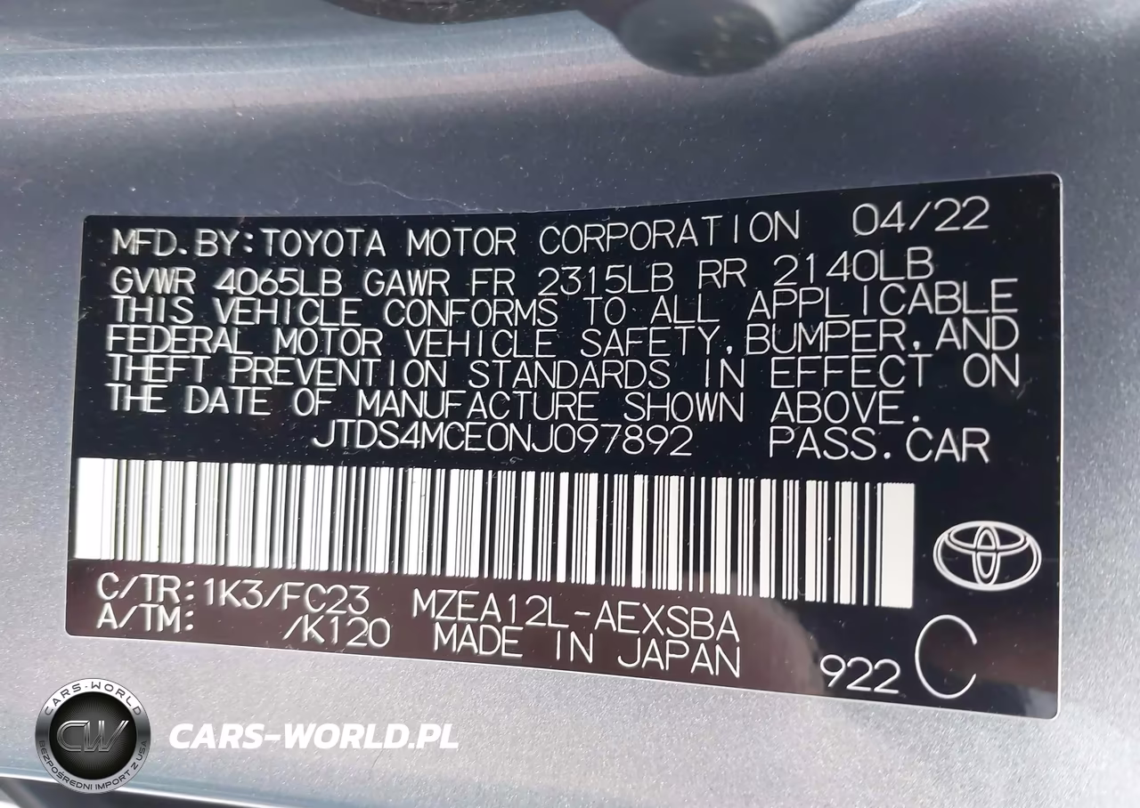 2022 Toyota Corolla Se VIN:JTDS4MCE0NJ097892 - 9