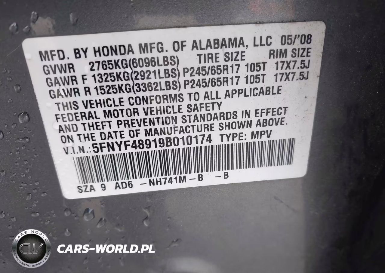 2009 Honda Pilot Touring VIN:5FNYF48919B010174 - 9