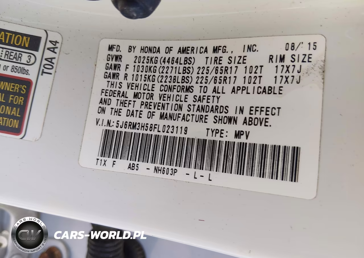 2015 Honda Cr-V Ex VIN:5J6RM3H58FL023119 - 9
