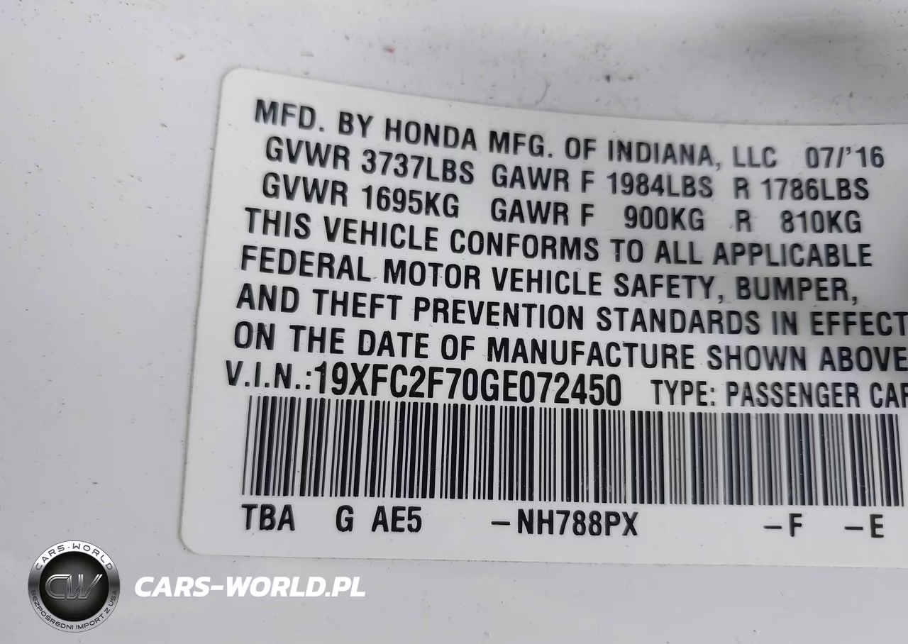 2016 Honda Civic Ex VIN:19XFC2F70GE072450 - 9