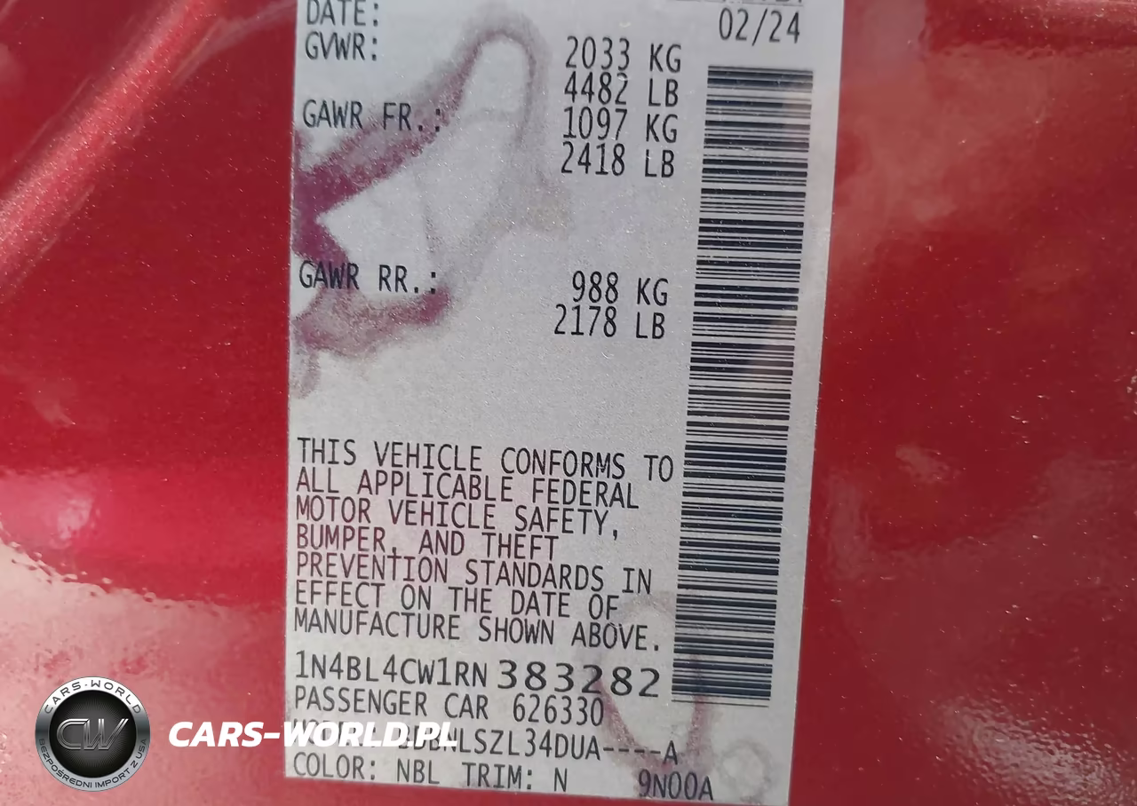 2024 Nissan Altima Sr Intelligent Awd VIN:1N4BL4CW1RN383282 - 9
