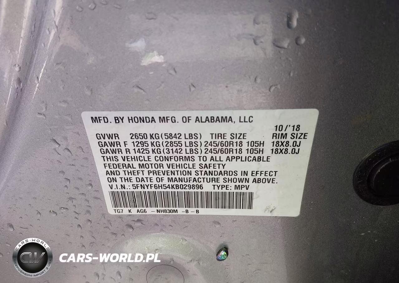 2019 Honda Pilot Ex-L VIN:5FNYF6H54KB029896 - 9