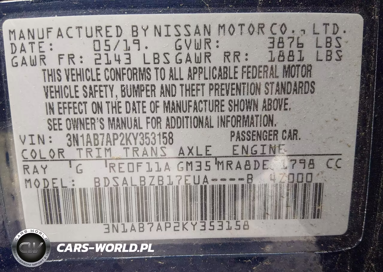 2019 Nissan Sentra S VIN:3N1AB7AP2KY353158 - 9