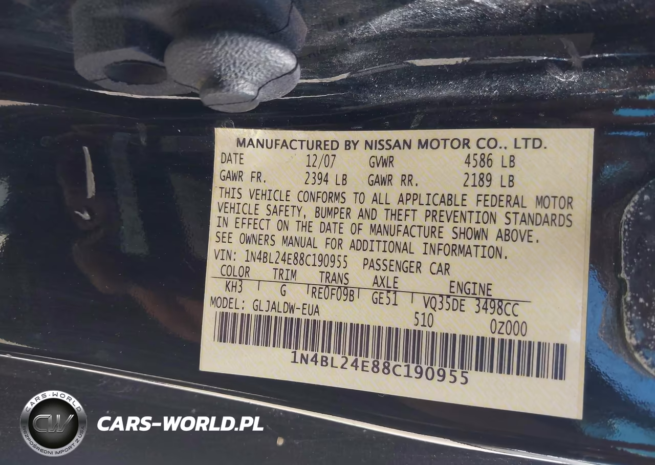 2008 Nissan Altima 3.5 Se VIN:1N4BL24E88C190955 - 9