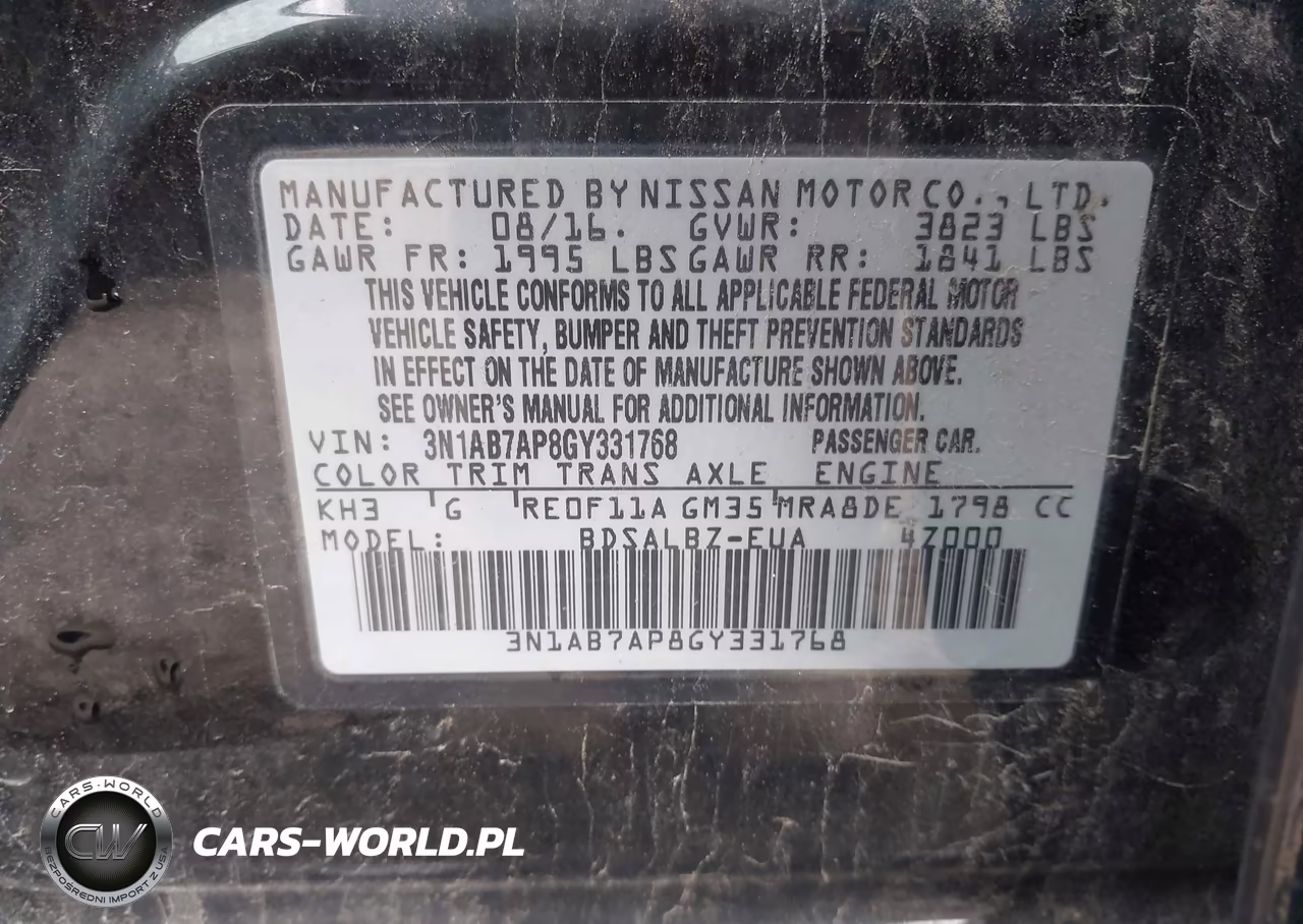 2016 Nissan Sentra S VIN:3N1AB7AP8GY331768 - 9