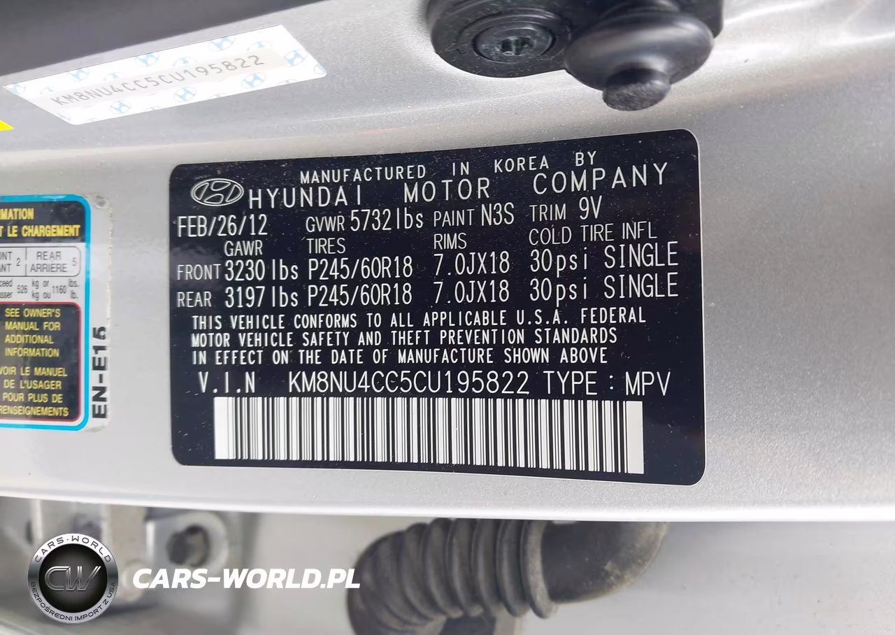 2012 Hyundai Veracruz Limited VIN:KM8NU4CC5CU195822 - 9