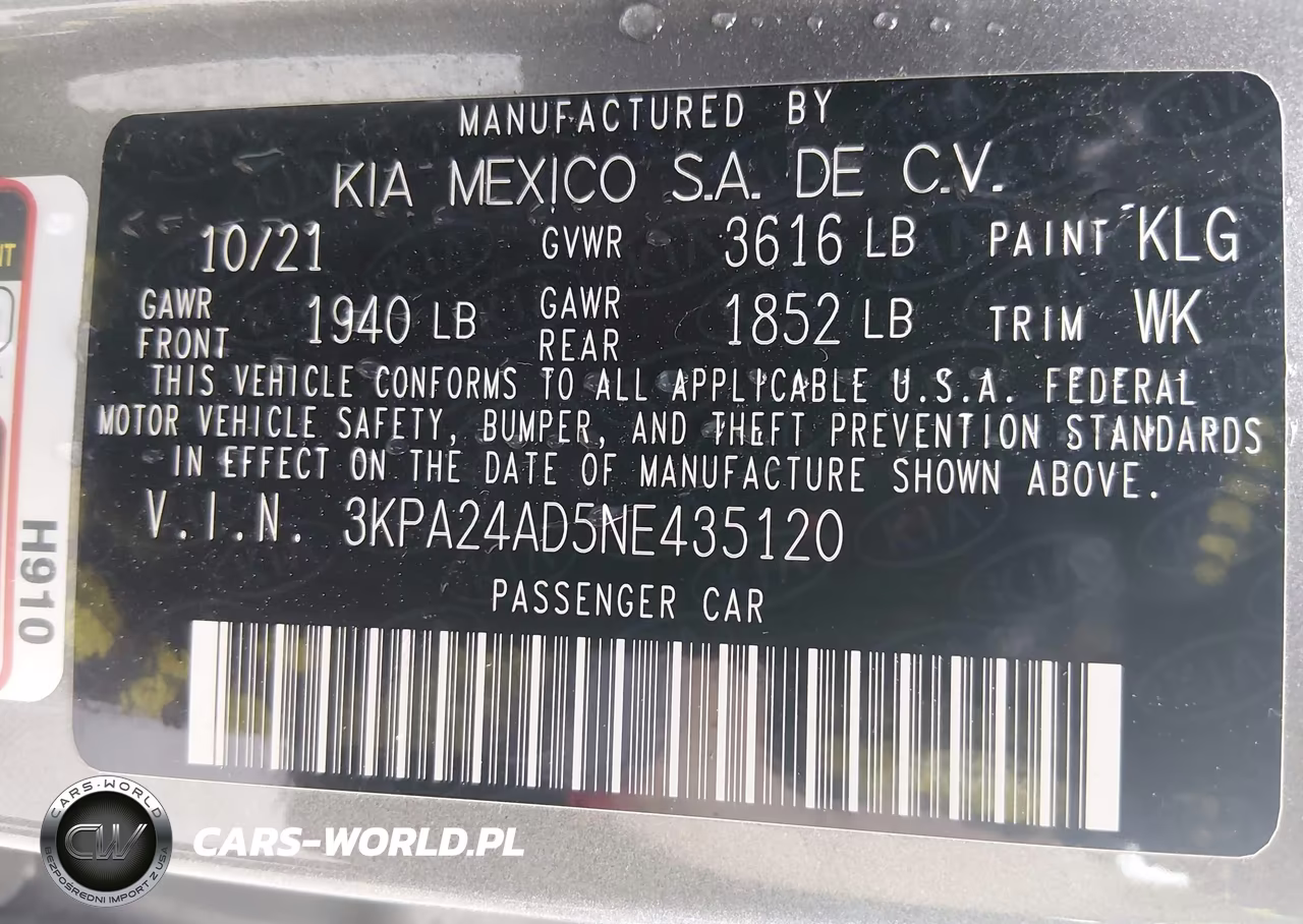 2022 Kia Rio S VIN:3KPA24AD5NE435120 - 9