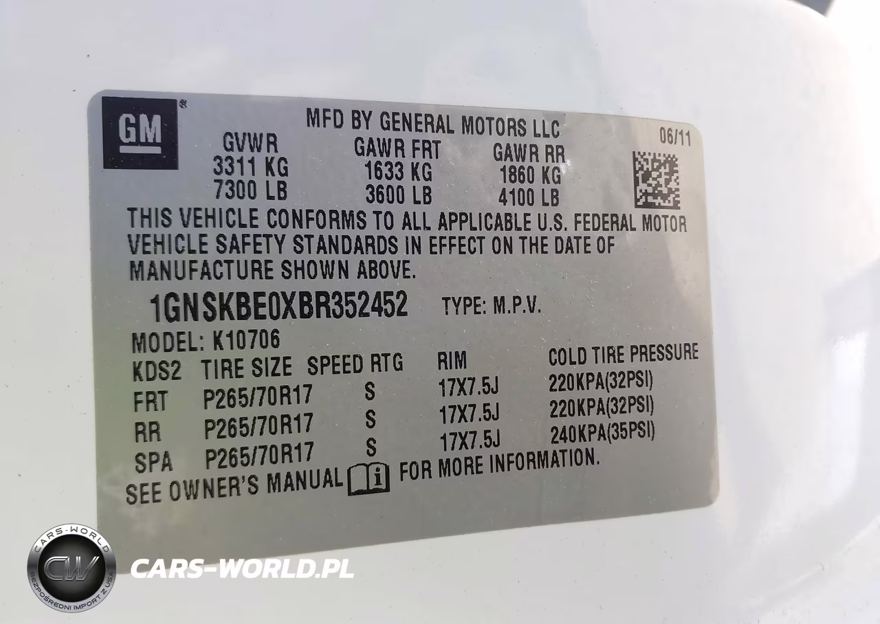 2011 Chevrolet Tahoe Lt VIN:1GNSKBE0XBR352452 - 9