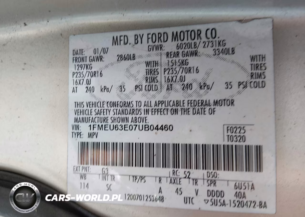 2007 Ford Explorer Xlt VIN:1FMEU63E07UB04460 - 9