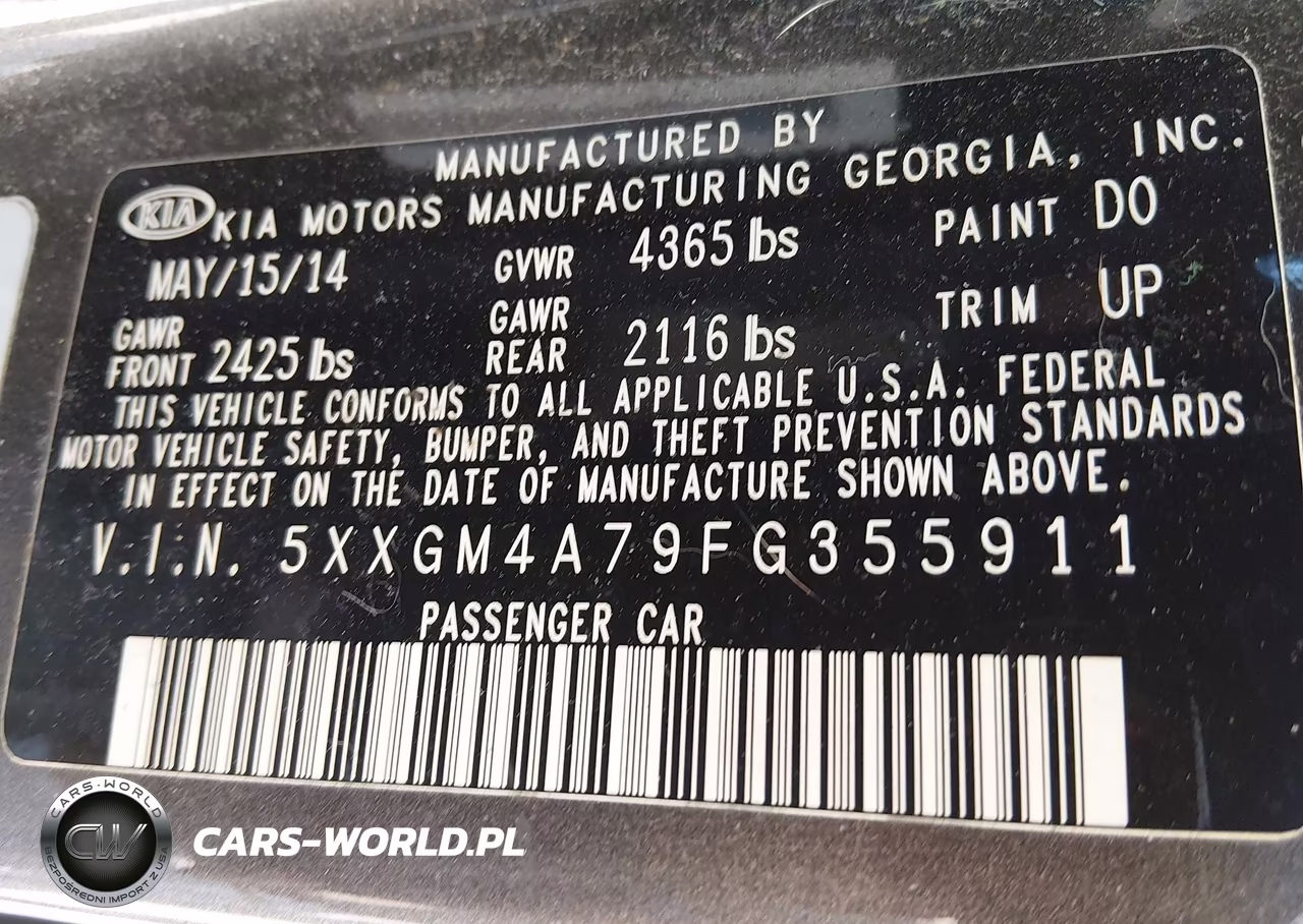 2015 Kia Optima Lx VIN:5XXGM4A79FG355911 - 9