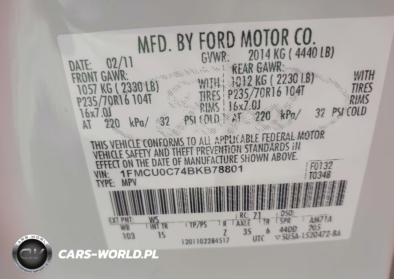 2011 Ford Escape Xls VIN:1FMCU0C74BKB78801 - 9