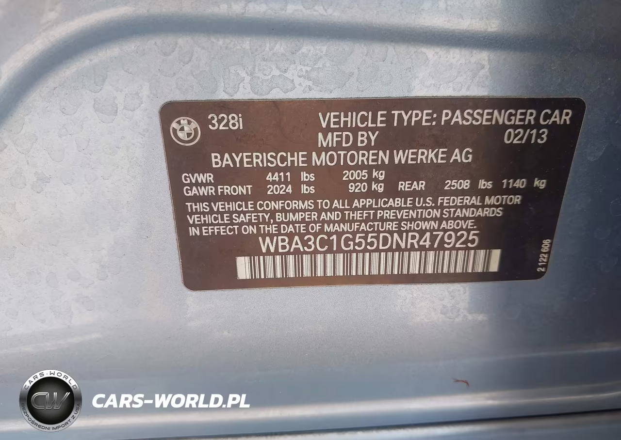 2013 BMW 328I VIN:WBA3C1G55DNR47925 - 9