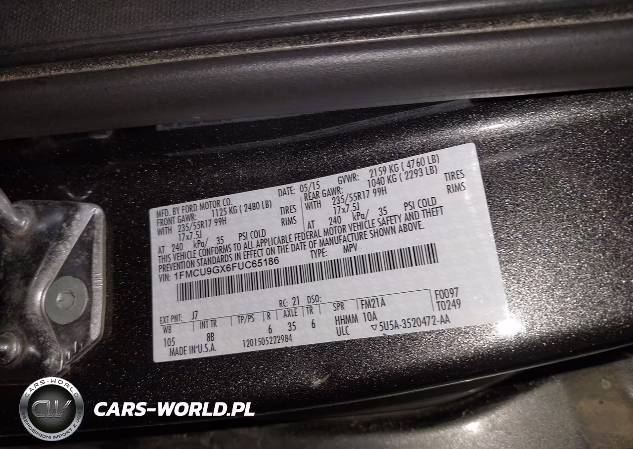 2015 Ford Escape Se VIN:1FMCU9GX6FUC65186 - 9