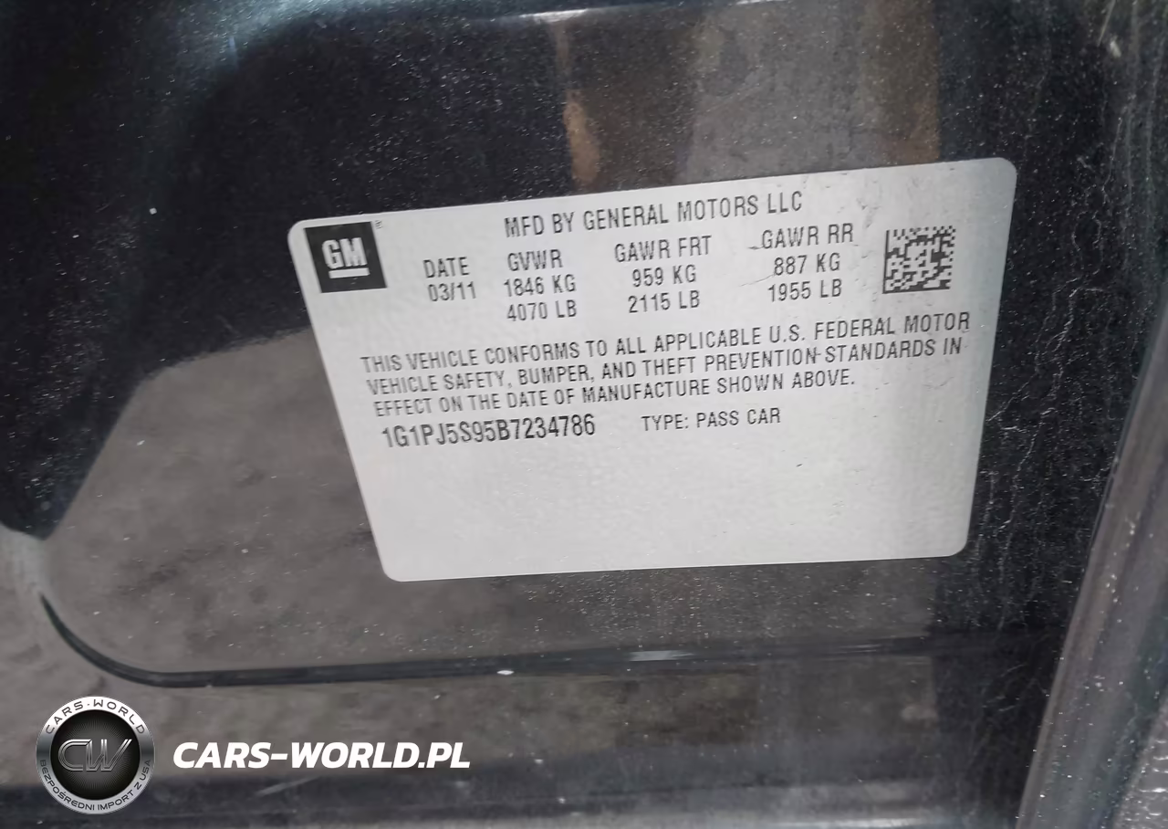 2011 Chevrolet Cruze Eco VIN:1G1PJ5S95B7234786 - 9
