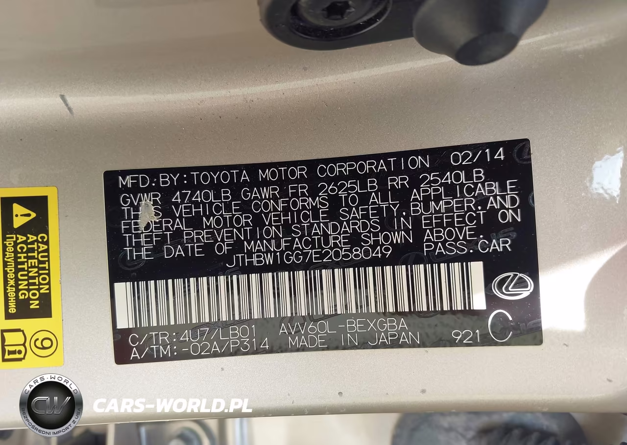 2014 Lexus Es 300H VIN:JTHBW1GG7E2058049 - 9