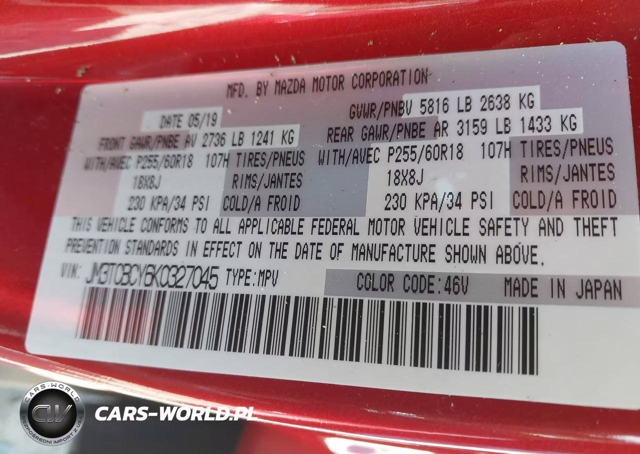 2019 Mazda Cx-9 Touring VIN:JM3TCBCY6K0327045 - 9