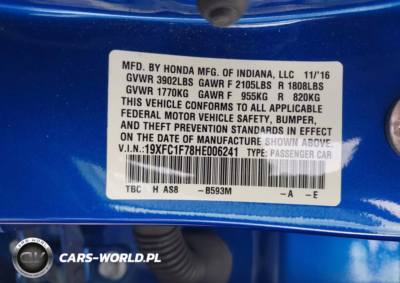 2017 Honda Civic Ex-L VIN:19XFC1F78HE006241 - 9