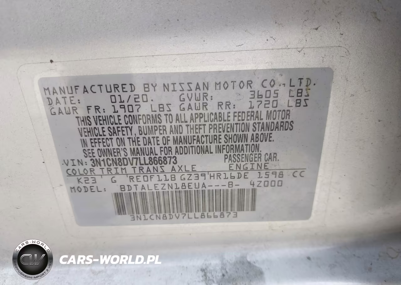2020 Nissan Versa S Xtronic Cvt VIN:3N1CN8DV7LL866873 - 9