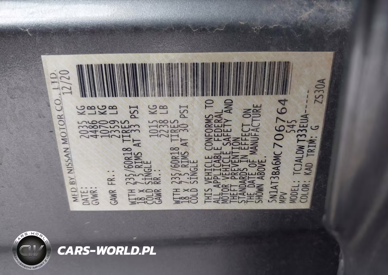 2021 Nissan Rogue Sv Fwd VIN:5N1AT3BA6MC706764 - 9