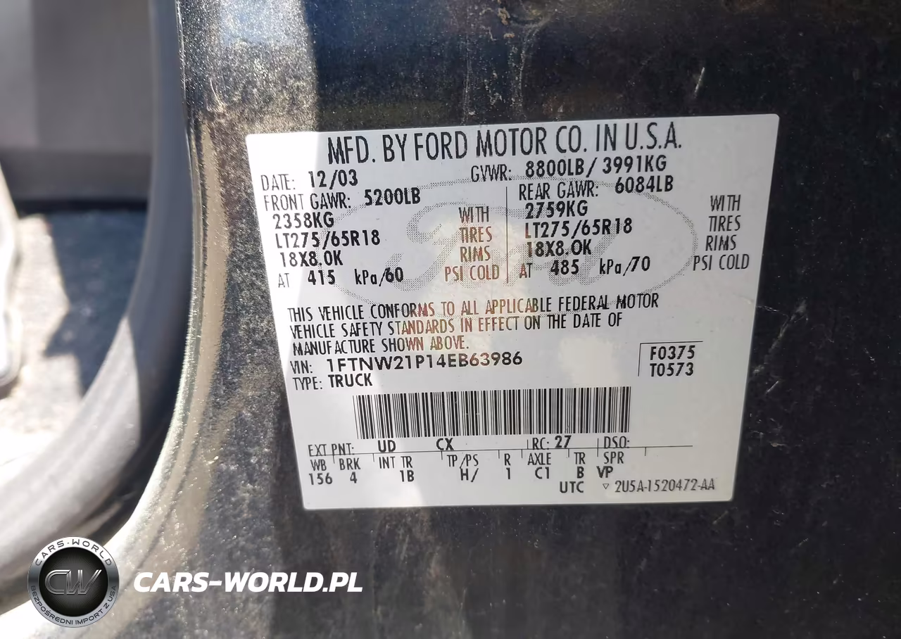 2004 Ford F-250 Lariat-Xl-Xlt VIN:1FTNW21P14EB63986 - 9