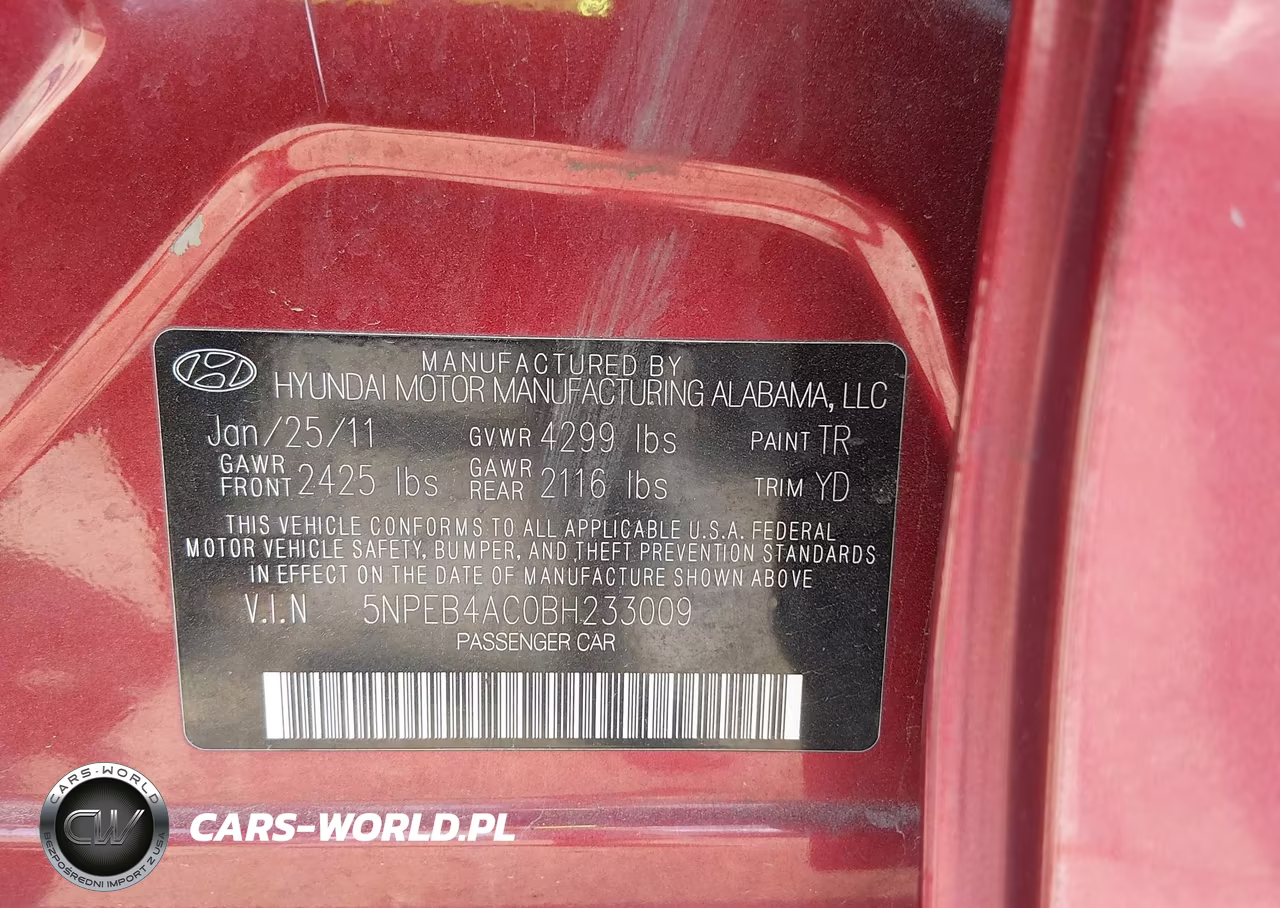 2011 Hyundai Sonata Gls VIN:5NPEB4AC0BH233009 - 7