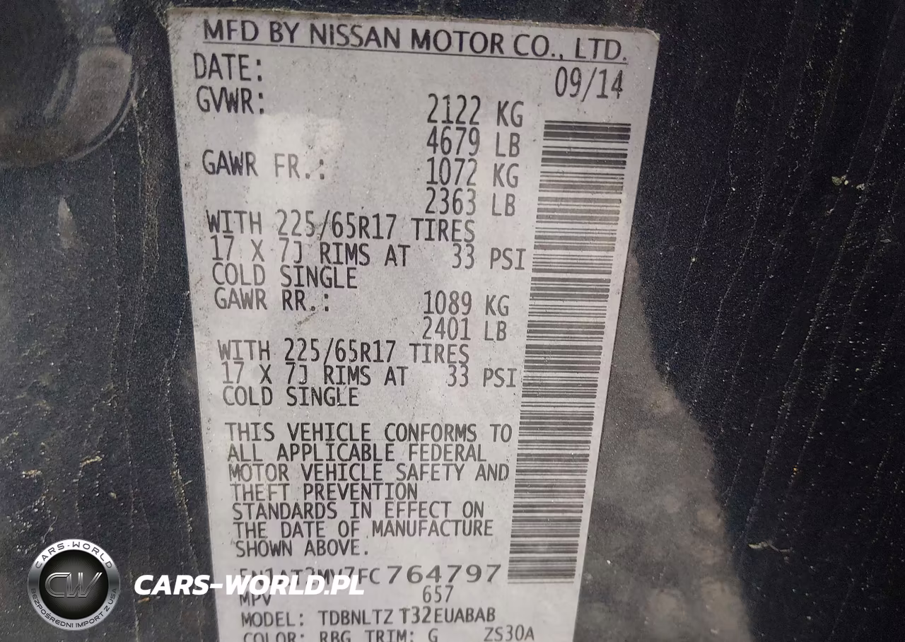 2015 Nissan Rogue Sv VIN:5N1AT2MV7FC764797 - 9